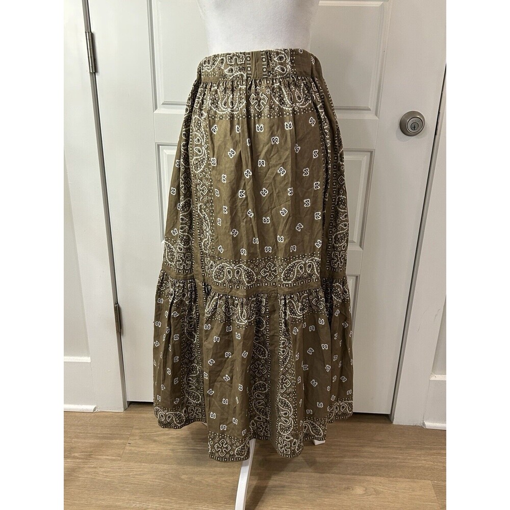 Madam Pauline Vintage Tobacco Bandana Maxi Skirt One Size Made In Italy